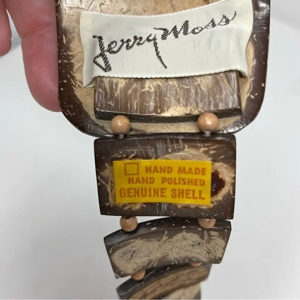 Vintage Jerry Moss Hand Carved Shell Belt Women's